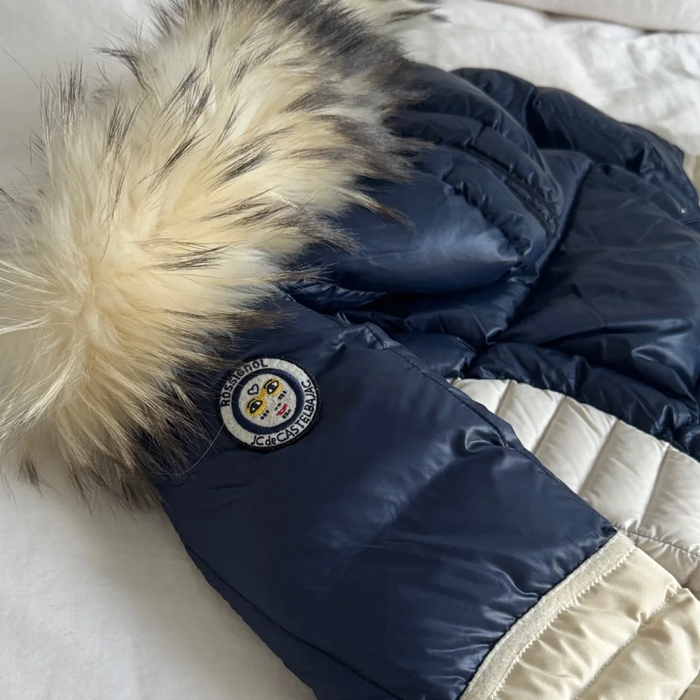 Rossignol Dark Blue and White Puffer Jacket with Fur Hood - Picture 11 of 12